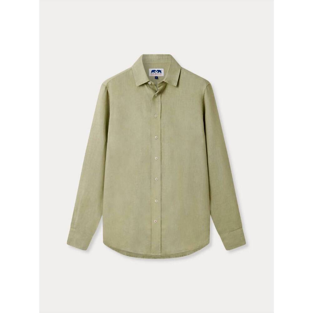NEW LOVER BRAND FASHION men's abaco solid linen shirt in kerala green